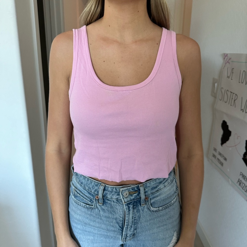 Forever 21 Light Pink Ribbed Crop Top